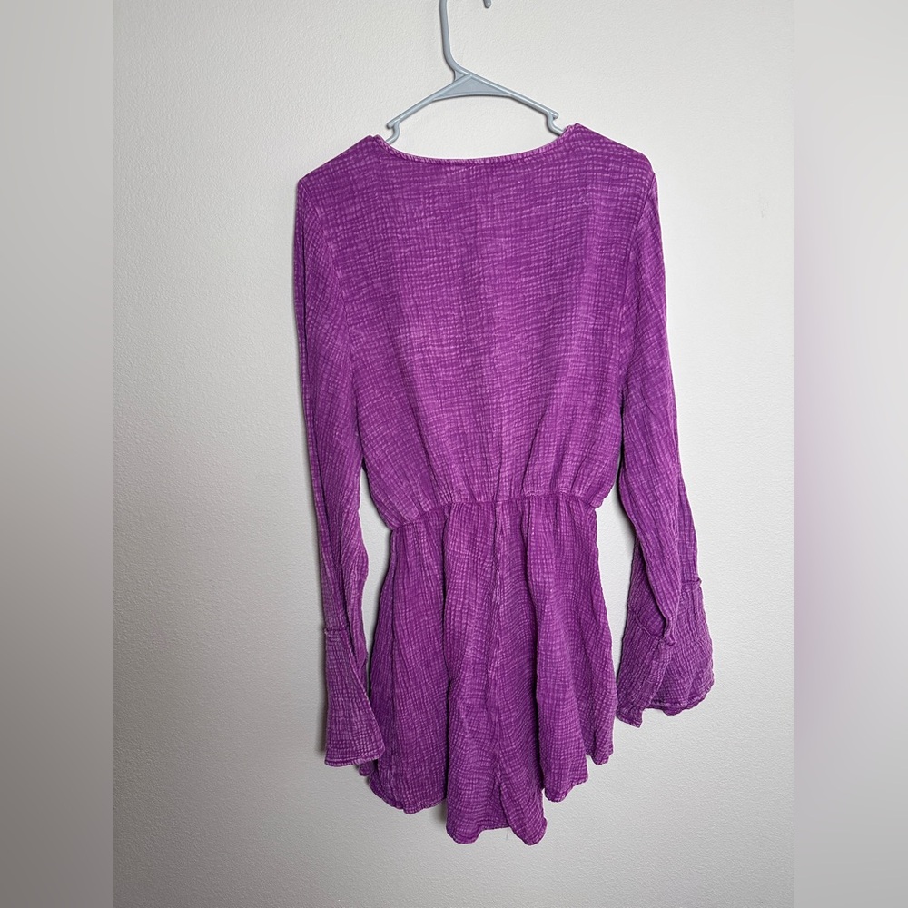 Fiesta Friday Purple Romper long sleeves distressed KRISTA X PINK LILY sz large - Picture 6 of 6